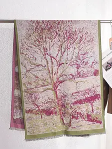 QUECY Women Printed frayed border Scarf