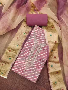 KIMISHA Leheriya Printed Beads and Stones Unstitched Dress Material