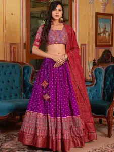 A TO Z CART Printed Ready to Wear Silk Lehenga & Unstitched Blouse With Dupatta