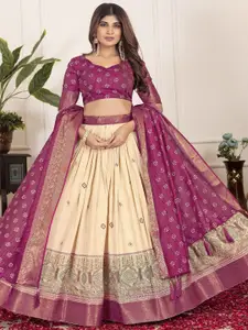 A TO Z CART Printed Art Silk Ready to Wear Lehenga & Unstitched Blouse With Dupatta