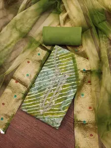 KIMISHA Leheriya Printed Beads And Stones Unstitched Dress Material