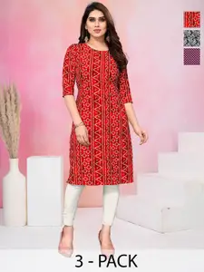 KETAKI FASHION Women Pack Of 3 Ethnic Motifs Print Straight Kurta