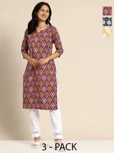 KETAKI FASHION Selection Of 3 Floral Printed Straight Kurtas