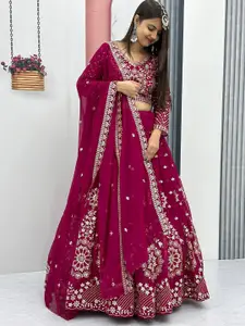 BAESD Embroidered Sequinned Semi-Stitched Lehenga & Unstitched Blouse With Dupatta