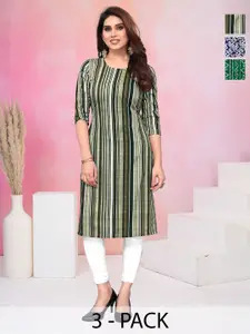 KETAKI FASHION Women Pack of 3 Ethnic Motifs Printed Daily Straight Kurtas