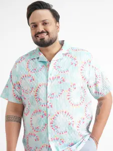 HIGHLANDER Textured Abstract Printed Cuban Collar Casual Shirt