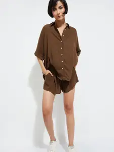 max Women Relaxed Fit Solid Spread Collar Casual Shirt