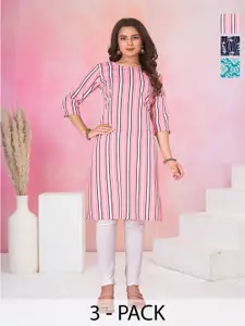 KETAKI FASHION Women Pack of 3 Floral Printed Daily Straight Kurtas