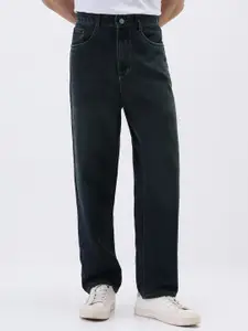 Urbano Fashion Men Loose Baggy Fit Mid-Rise Heavy Fade Non-Stretchable Cotton Jeans