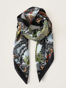 QUECY Women Printed Scarf with Taping Border