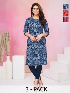 KETAKI FASHION Women Pack Of 3 Bandhani Printed Crepe Kurta
