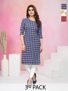 KETAKI FASHION Women Pack of 3 Floral Printed Daily Straight Kurtas