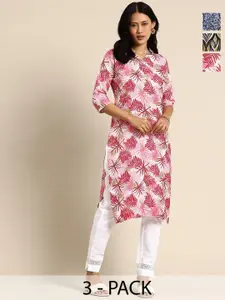 KETAKI FASHION Women Pack Of 3 Printed Straight Crepe Kurta