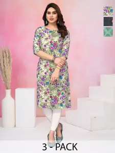KETAKI FASHION Women Pack of 3 Floral Printed Daily Straight Kurtas