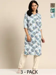 KETAKI FASHION Women Pack of 3 Floral Printed Daily Straight Kurtas