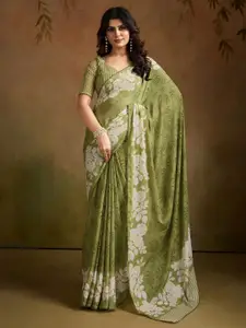 Saree mall Floral Printed Pure Georgette Maheshwari Saree with Blouse Piece
