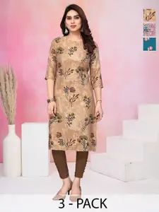 KETAKI FASHION Women Pack of 3 Floral Printed Daily Straight Kurtas
