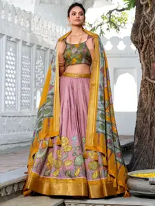 A TO Z CART Printed Ready to Wear Silk Lehenga & Unstitched Blouse With Dupatta