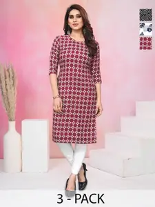 KETAKI FASHION Women Pack of 3 Floral Printed Daily Straight Kurtas