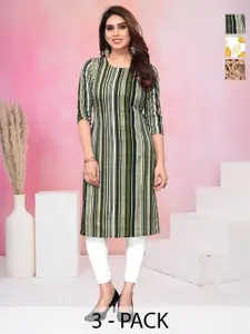 KETAKI FASHION Women Pack of 3 Floral Printed Daily Straight Kurtas