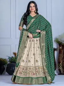 LADY SHOPI Floral Printed Foil Work Ready To Wear Lehenga & Unstitched Blouse With Dupatta