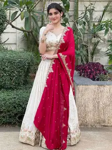 BAESD Embroidered Sequinned Semi-Stitched Lehenga & Unstitched Blouse With Dupatta