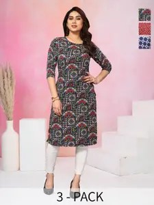 KETAKI FASHION Women Pack of 3 Printed Straight Kurtas
