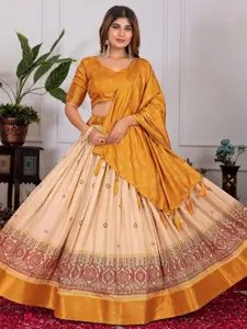 A TO Z CART Printed Ready to Wear Silk Lehenga & Unstitched Blouse With Dupatta