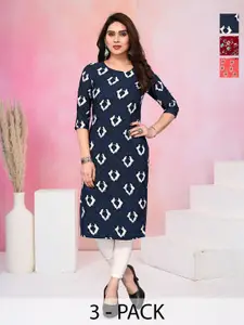 KETAKI FASHION Women Pack of 3 Floral Printed Crepe Kurta