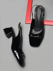 Froh Feet Women Square Toe Block Heel Sligback Mules