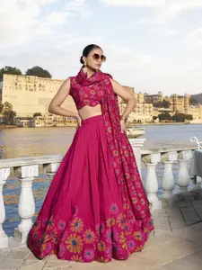 A TO Z CART Printed Ready to Wear Silk Lehenga & Unstitched Blouse With Dupatta