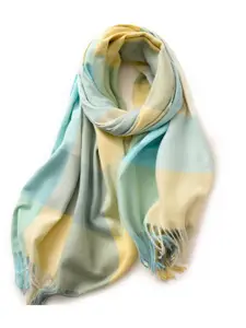 QUECY Women Checked Scarves With Tasselled