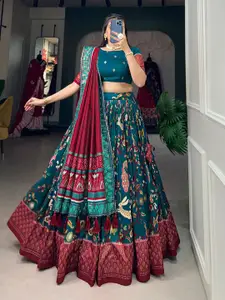 LADY SHOPI Floral Printed Ready to Wear Lehenga & Unstitched Blouse With Dupatta