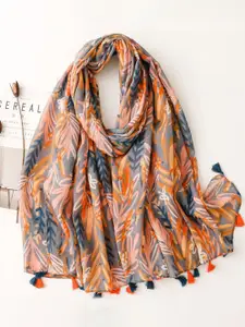 QUECY Women Printed Scarf With Tasselled