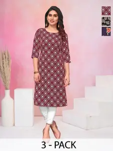 KETAKI FASHION Women Pack of 3 Floral Printed Daily Straight Kurtas