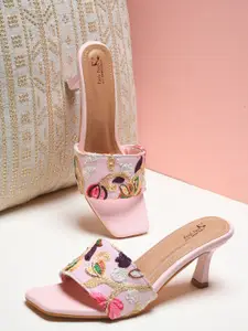 Froh Feet Women Embellished Kitten Heel Sandals