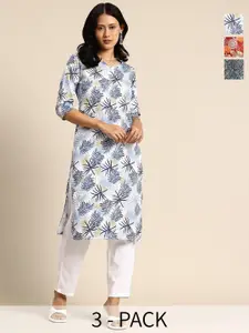 KETAKI FASHION Women Pack of 3 Floral Printed Daily Straight Kurtas