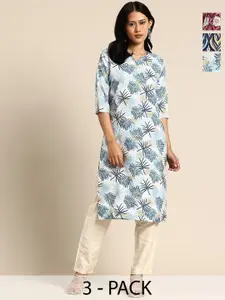 KETAKI FASHION Women Pack of 3 Floral Printed Daily Straight Kurtas