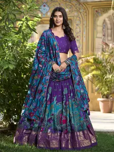 A TO Z CART Printed Ready to Wear Silk Lehenga & Unstitched Blouse With Dupatta