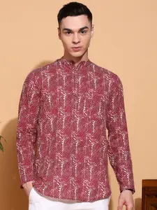 Anouk Men Geometric Printed Thread Work Kurta