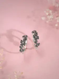 GIVA Silver-Plated Oxidised Toe Rings