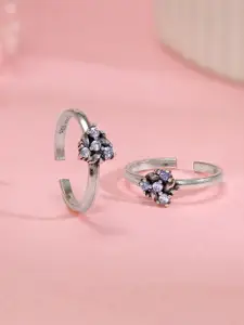 GIVA Silver-Plated Oxidised Toe Rings