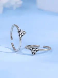 GIVA Silver-Plated Oxidised Toe Rings