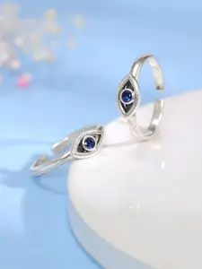 GIVA Silver-Plated Oxidised Toe Rings