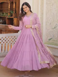 Fashion Basket Embroidered Gown Maxi Ethnic Dress With Dupatta