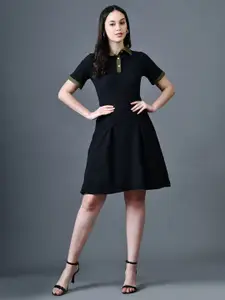The Roadster Lifestyle Co A-Line Shirt Collar Short Sleeves Above Knee Length Dresses