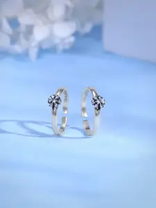 GIVA Silver-Plated Oxidised Toe Rings