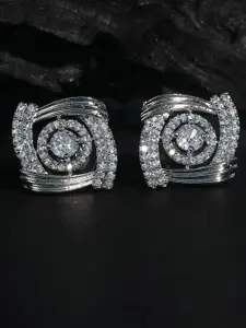 AURAA TRENDS Gold-Plated Stone Studded Contemporary Shaped Studs