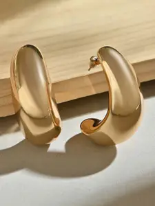 ToniQ Gold Molten Huggies Teardrop Stud Earrings