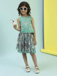 Biba Girls Printed Top with Skirt